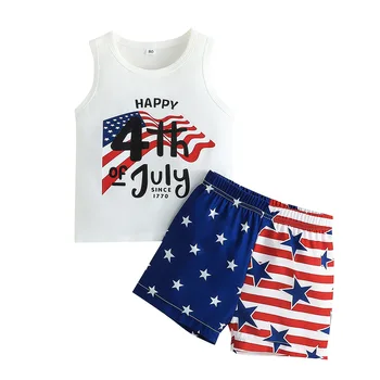 Ljetna odjeća za novorođenče djevojčice i dječake 4 srpnja, t-shirt s američkom zastavom, Kratke hlače, komplet odjeće na Dan neovisnosti za malu djecu, 40 - Slika 2  