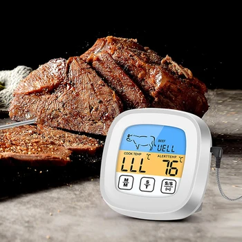 Termometre s trenutnim čitanja, LCD zaslon, Termometar za brzo i precizno kuhanje, vodootporan s timerom za pećnicu, roštilj, roštilj - Slika 1  