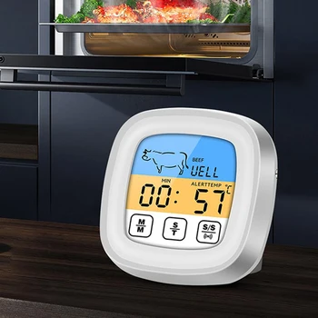 Termometre s trenutnim čitanja, LCD zaslon, Termometar za brzo i precizno kuhanje, vodootporan s timerom za pećnicu, roštilj, roštilj - Slika 2  
