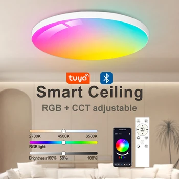 Tuya Smart LED Stropna svjetiljka s upravljanjem putem aplikacije Bluetooth, stropni lampa za spavaće sobe s podesivim ona RGB CCT 20 W, Lusteri za dnevni boravak, kućni dekor - Slika 1  