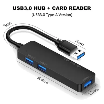 USB 3.0 hub USB hub 5 u 1 sa SD-kartice za PC, prijenosno računalo, Macbook (USB) - Slika 2  