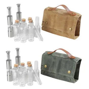 12x skup začin za kampiranje s холщовой torbu za pohranu, Roll paket, Staklene flaše za začina, postaviti spremnike za začina za putovanje s ruksakom - Slika 1  