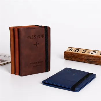 Žene Muškarci RFID Berba poslovne navlake za putovnice, Držač Multifunkcionalni osobne iskaznice, Bankovnih kartica, torbica-novčanik od umjetne kože, pribor za putovanja - Slika 2  