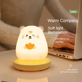 Noću je svjetlo u sobi za djecu slatka zec životinja je svinja LED silikonski lampe senzor zamračenje dijete poklon za odmor punjive - Slika 2  