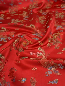 Kineski klasik Brokat жаккардовый atlas crveni zmaj svilene tkanine Satin de soie Satén svila hanfu tkanina DIY patchworkbag - Slika 2  
