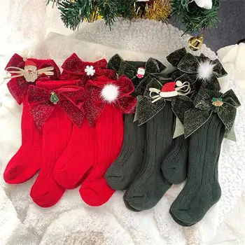 1PC Zimske Božićne Čarape Za Malih Dječaka, Dječje Čarape Do koljena, Vunene Tajice, Dječji Meke Pamučne Crvene Duge Čarape Za - Slika 2  
