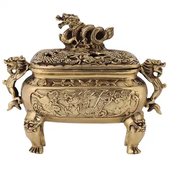 Iz tamjan plamenika s poklopcem, antička bronca, bakar Kineski zmaj, držač za курильницы, Kreativni metalni ukras za dom - Slika 1  