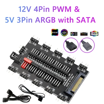 5V 3-pinski ARGB-kabel ASUS AURA SYNC RGB 10 Hub-razdjelnik SATA Produžni kabel za napajanje Adapter Led PC ARGB Fan-hladnjak - Slika 1  