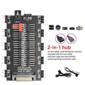 5V 3-pinski ARGB-kabel ASUS AURA SYNC RGB 10 Hub-razdjelnik SATA Produžni kabel za napajanje Adapter Led PC ARGB Fan-hladnjak - Slika 2  