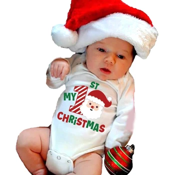 Bijeli kombinezon dugi rukav za krštenje novorođenčadi, Božićni body za novorođenčad - Slika 1  
