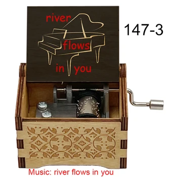 ručno poznati klavirsku glazbu uživo rijeka teče u tebi Drveni glazbene kutije za glazbu gitara klavir rođendan prijatelja Nova godina Božićni poklon - Slika 2  