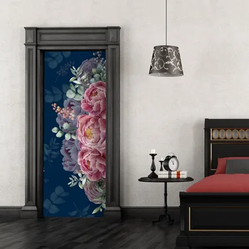 Naljepnica vrata Akvarel cvijet samo pokrivanje vrata tapete naljepnice samoljepljive tapete obiteljske uređenje spavaće sobe poster - Slika 2  