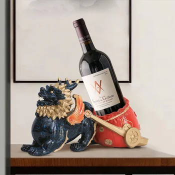 Kineski stalak za vino crveno Qilin decoration Europski kreativno uređenje vinskog kabineta restoran ukras kuće stalak za boce vina - Slika 1  
