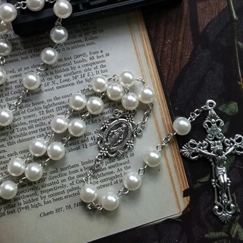 8 mm Krunice, ogrlica s perlama, Marija, Isus je za ovjes s križem, katolički ogrlice, Vjerske nakit, Ženske Šarmantan pokloni - Slika 2  