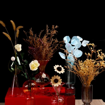 Nordijsko moderna Velika prozirna staklena vaza za cvijeće, Pribor za uređenje doma, dnevni boravak, Vjenčanje Ukrasne posude za biljke - Slika 2  
