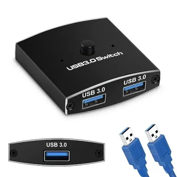 Prekidač za USB 3.0 KVM Switch 5 Gbit/s 2 1 Izlaz USB Prekidač USB 3.0 Dvosmjerna Razmjena podataka za pisač, Tipkovnica, Miš - Slika 1  