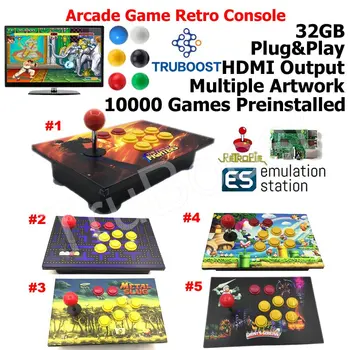 Arkadna igra Malina Pi Retro Konzole igra s Predinstaliranom Nekoliko drvenih panela s umjetničkim dizajnom, Jedna verzija Predinstaliranom 10000 Igre - Slika 1  