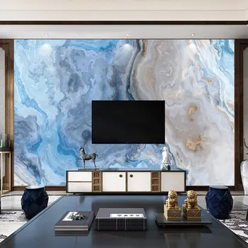 Luksuzni apstraktne sivo-plave mramorni zid s tekućim отклеиванием i lijepljenjem, papir za tapete s vodonepropusnom pečatom, Udaljiti samoljepljive tapete - Slika 2  