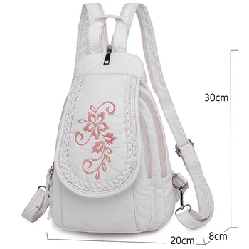 Novi trendi ženski ruksak s vezom u obliku Feniksa i planinskog cvijeta, kožni ženski ruksak lagan i mekan naprtnjače - Slika 2  
