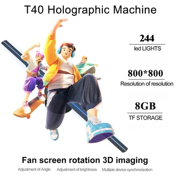 40-loptu Ventilator projektora, 3D holograma 224LED T40 HL Ažuriranje Wi-Fi Oglasne zaslona Daljinski Holografski Projektor led natpisi - Slika 1  