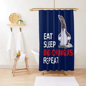 Meme Big Chungus video Igra Eat Sleep Repeat Zavjese za tuširanje Pribor za kupaonice Luksuzna Zavjesa za kupaonicu - Slika 1  
