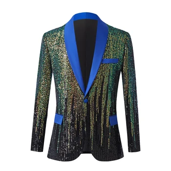 Muška nova jakna Magic Color sa šljokicama, sportska jakna za nastupe pjevača, olovo, Briljantan vjenčanje sportska jakna za muškarce - Slika 1  