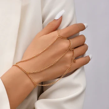 Минималистичная višeslojne najduži lanac s četkom, prsten na prst, narukvica za žene, muškarce, Korejski lanac za ruke, modni nakit - Slika 1  