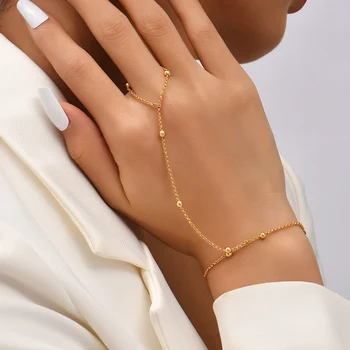 Минималистичная višeslojne najduži lanac s četkom, prsten na prst, narukvica za žene, muškarce, Korejski lanac za ruke, modni nakit - Slika 2  