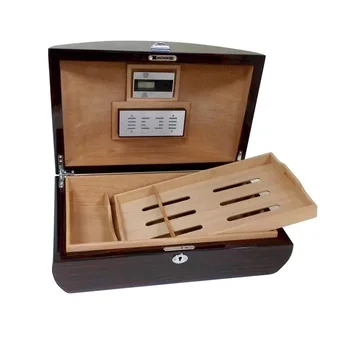 Kutija za cigare iz klavir boje Velikog kapaciteta, klasična dvostruka Humidor od cedrovine s гигрометром, naprava za pušače s bravom, dar - Slika 1  