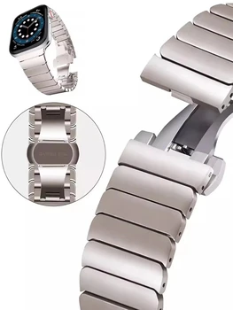 Remen od nehrđajućeg Čelika Za Apple Watch Ultra Strap 49mm 45мм 44mm 41мм 40mm Luksuzni Narukvica-Leptir iwatch Series 9/8/7/6 /SE - Slika 1  