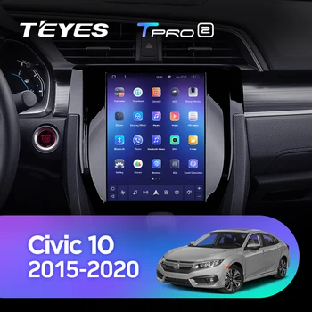 TEYES TPRO 2 Za Honda Civic 10 FC FK 2015-2020 Za Tesla stil screen Auto Radio Media Player Navigacija GPS Android Bez 2din dvd 2 din - Slika 2  