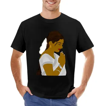 Indijska žena sa preklopljenim rukama, umjetnička t-shirt, majicu s životinjama po cijeloj površini za dječaka, majica оверсайз, estetski odjeća, majica za muškarce - Slika 1  