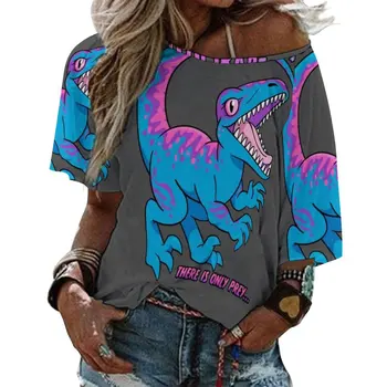 Bilociraptor-Postoje samo vađenje, t-Shirt s рюшами i kratkih rukava, Ženske majice, Modne svakodnevne majice Velociraptor Raptor - Slika 1  