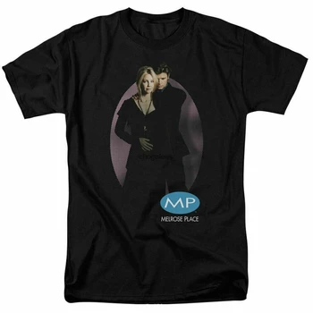 T-shirt Melrose Place Kiss, Muška Pravi Klasični t-shirt za tv emisiju, crni (1) - Slika 1  
