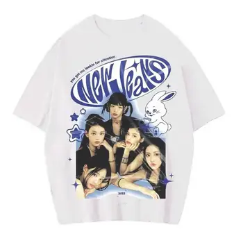 NewJeans Pozornost Vintage majica 90-ih, korejska kpop Hanni Haerin jedinstvena majica sa po cijeloj površini bunny bunnies klasicni majica nove traperice je - Slika 1  