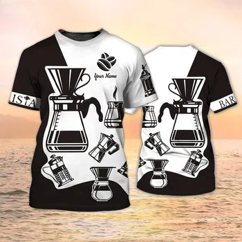 Ljetna muška t-shirt, Personaliziranu Pregača za Kafići, Majica sa 3D Ispis, Unisex, Casual majica, Uniforma Kafićima, t-Shirt, Top - Slika 2  