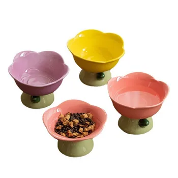 Novi cvjetni stakleno keramička zdjelica za mačke, zdjela za mačje hrane, visoke zdjele za mačje vode, ulagač za mačke, pribor za mačke, zdjele za male pse, ulagač za pse, oprema za kućne ljubimce - Slika 1  