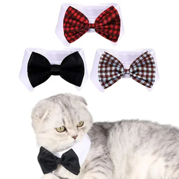 Odjeću Podesivi odijelo Kravata Službeni luk Smoking na dan rođenja Mačka Vjenčanje kravata i Odijelo Smoking Crni ovratnik Crvena ogrlica za kućne Pas - Slika 1  