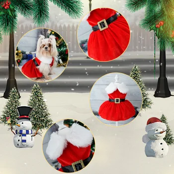 Božićna haljina za pse, odjeća za male pse, godišnji Božićni cosplay, haljina za mačke, elegantan haljinu za štence princeza - Slika 2  