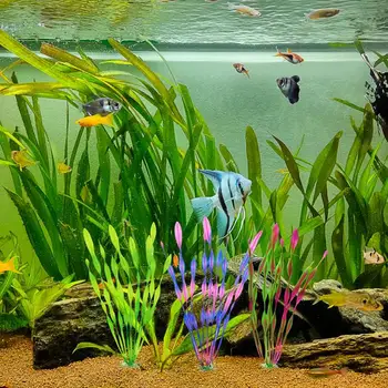 Akvarijske biljke, 10 kom., realno, Vodene biljke, Oprema za akvarij sa keramičkim osnova, Ukras za akvarij pod vodom - Slika 2  