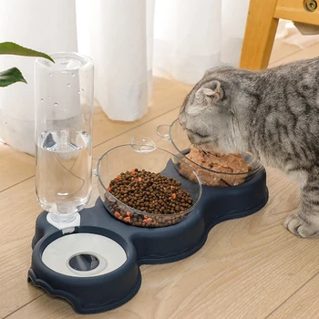 Automatski ulagač za kućne ljubimce s фонтанчиком, dual поилкой, optimizam postoljem, мисками za pse i mačke, 3 u 1 - Slika 2  