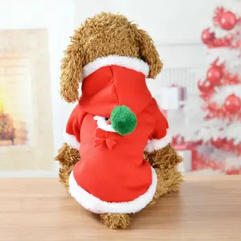 Božićno jakna s kapuljačom za crveni pas, ukras za kućne ljubimce, Zeleni pramen vune, Božićni pas-Los, svakodnevno kaput, odjeća, bijeli baršunasti medo - Slika 1  