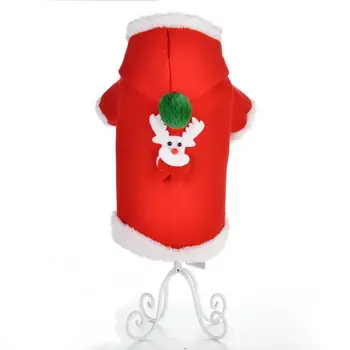 Božićno jakna s kapuljačom za crveni pas, ukras za kućne ljubimce, Zeleni pramen vune, Božićni pas-Los, svakodnevno kaput, odjeća, bijeli baršunasti medo - Slika 2  