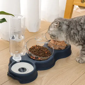 2023NEW Zdjela Za Kućne Mačke Automatski Ulagač 3-u-1 Zdjelica Za hranu Za Pse I Mačke Sa Fontanom Za Vode Dvostruki Zdjela Za Piće Na Optimizam Sastojini - Slika 1  