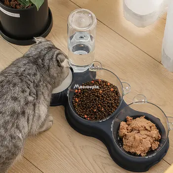 2023NEW Zdjela Za Kućne Mačke Automatski Ulagač 3-u-1 Zdjelica Za hranu Za Pse I Mačke Sa Fontanom Za Vode Dvostruki Zdjela Za Piće Na Optimizam Sastojini - Slika 2  