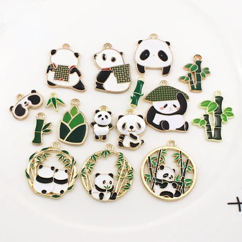 10шт Crtani film Panda Bamboo šarm Rafting Emajl Kineski Panda Privjesak DIY Naušnica i Narukvica i Ogrlica Privjesak Telefon Izrada nakita - Slika 1  