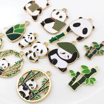 10шт Crtani film Panda Bamboo šarm Rafting Emajl Kineski Panda Privjesak DIY Naušnica i Narukvica i Ogrlica Privjesak Telefon Izrada nakita - Slika 2  