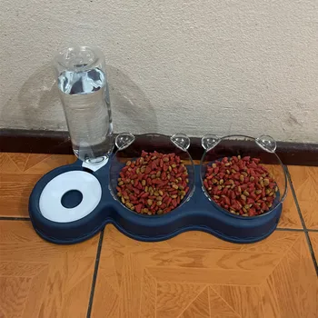 Zdjela Za Kućne Mačke Automatski Ulagač 3-u-1 Za Pse I Mačke, Zdjela Za hranu Sa Fontanom Za Vodu, Dual Zdjela Za Piće, Podignuta Stalak Za Posuđe, Zdjele Za Mačke - Slika 2  
