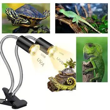 Držač za centralno grijanje žarulje s dvije glave, držač za centralno grijanje žarulje s podesivim vremena, Guščiji vrat za kornjače, Gušteri, zmije, Uva/ b, lampa za grijanje - Slika 1  