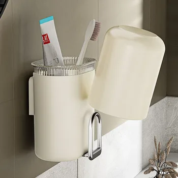 Zidni električni držač za četkice za zube, organizator za kupaonicu i skladištenje, čaša za četkice za zube bez perforacije, toaletne potrepštine, set za kupaonicu - Slika 1  